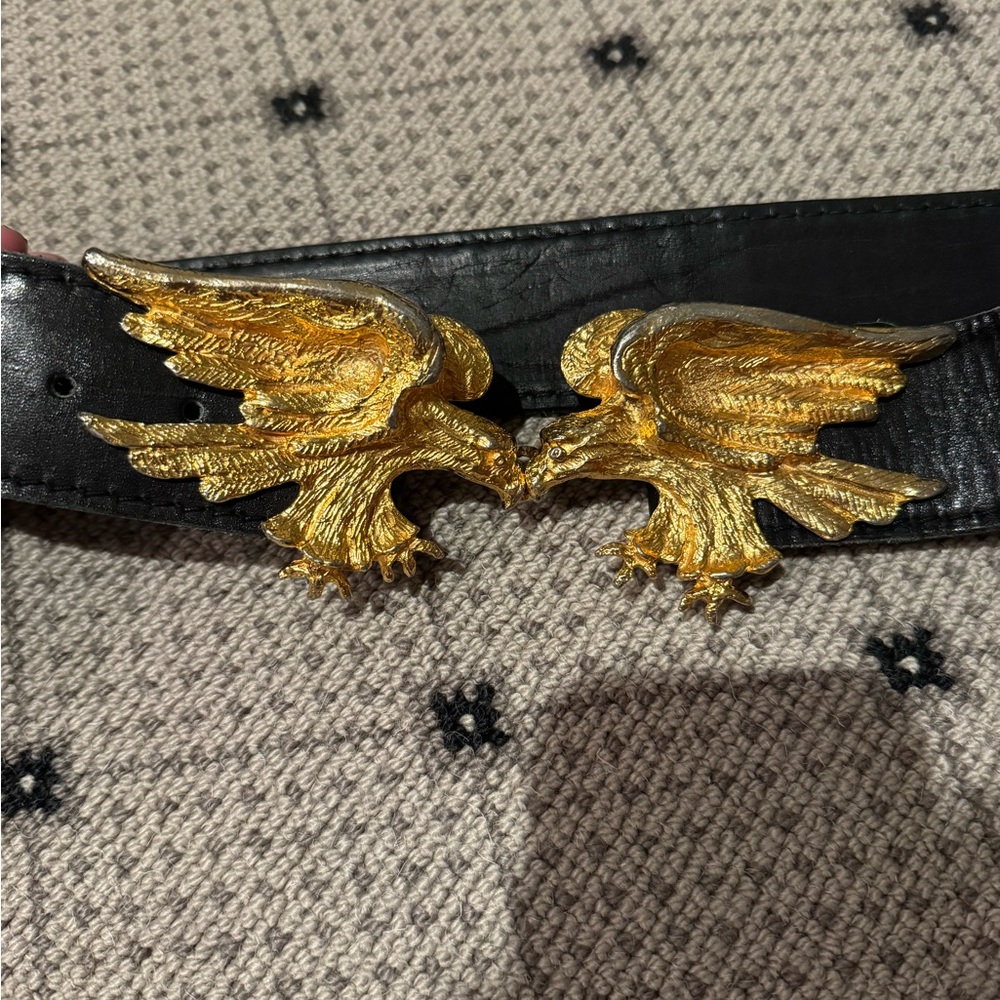 Harness House Hand Waxed Steerhide Leather Belt Double Eagle Buckle Size 34